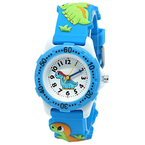 Fashionable-Shop - Reloj de cuarzo japonés para niños y niñas, diseño de dibujos animados, silicona, resistente al agua, 3 – 10 años, color azul