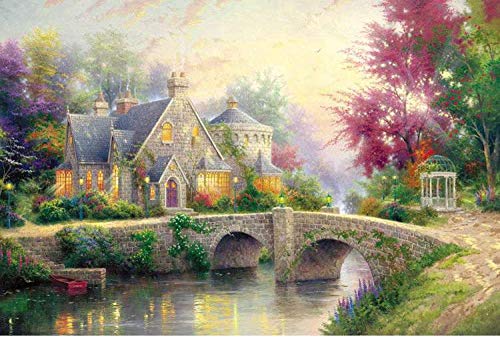 FDDPT Rompecabezas Adultos 1000 Piezas Villa Junto al río en Verano Puzzle de Madera Juego Familiar 75x50cm