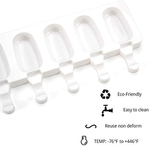 Fdit Moldes de Paletas de Hielo 8 Molinos de Hielo de Cavidad Molde Material Grueso Moldes de Silicona Bandeja de Cubitos de Hielo con Moldes de Paletas