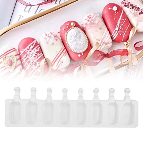 Fdit Moldes de Paletas de Hielo 8 Molinos de Hielo de Cavidad Molde Material Grueso Moldes de Silicona Bandeja de Cubitos de Hielo con Moldes de Paletas