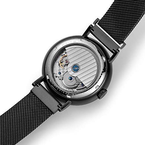 FEICE Reloj Automático para Hombre Reloj Bauhaus Reloj Mecánico Acero Inoxidable Espejo Arqueado Reloj Analógico de Moda Unisex -FM202 Ø42mm