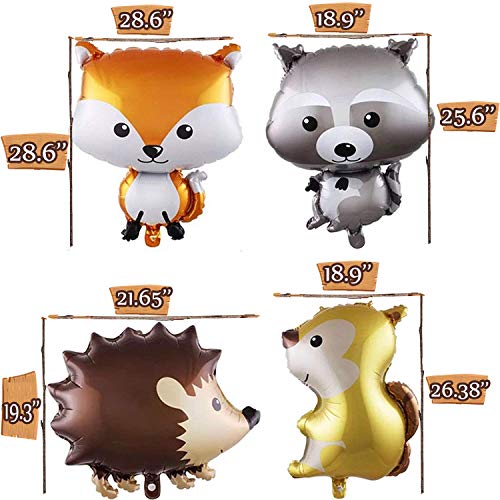 Feicuan Selva Fiesta de cumpleaños Decoración, Woodland Animales Globos Birthday Bandera Pompones Pastel Toppers Mapache Zorro Party para Niño Niña Safari Forestales Fiesta de cumpleaños Baby Shower