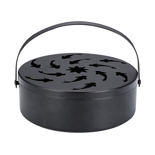 FEIDAjdzf Soporte para bobina de mosquitos de hierro, caja de bobina de mosquitos redonda con asa, velas de citronela para exteriores