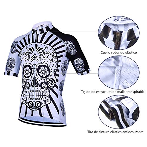 Feilaxleer Ropa Ciclismo Verano para Hombre y Mujer - Un Conjunto de Ciclismo Jersey Maillot y Culotte Pantalones Cortos