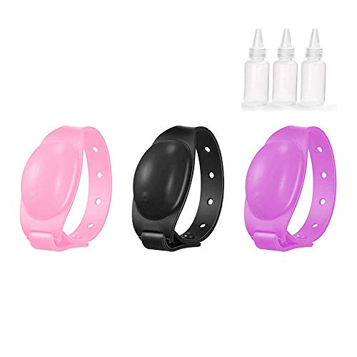Feliciay 3PCS Adultos Niños Silicona Recargable Desinfectante de Manos Pulsera Bombas Dispensadoras Lavado Jabón Líquido Tiras Elásticas, Tope Cordón Ajustable, Antideslizante
