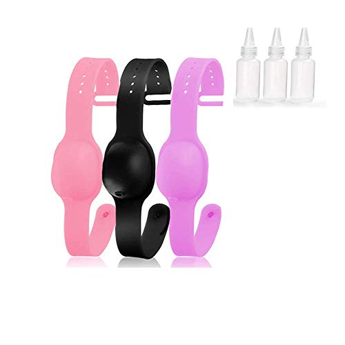 Feliciay 3PCS Adultos Niños Silicona Recargable Desinfectante de Manos Pulsera Bombas Dispensadoras Lavado Jabón Líquido Tiras Elásticas, Tope Cordón Ajustable, Antideslizante