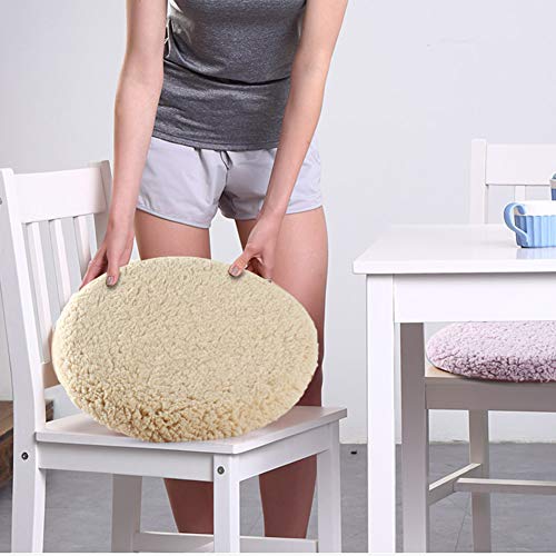 Felpa Espesa Comedor Cojin De Silla,redondo Suave No-slip Cojín De La Silla Color Sólido Simple Desmontable Lavable Cojín Del Asiento Para El Invierno De La Silla De Caña-rosado 50x50cm(20x20inch)