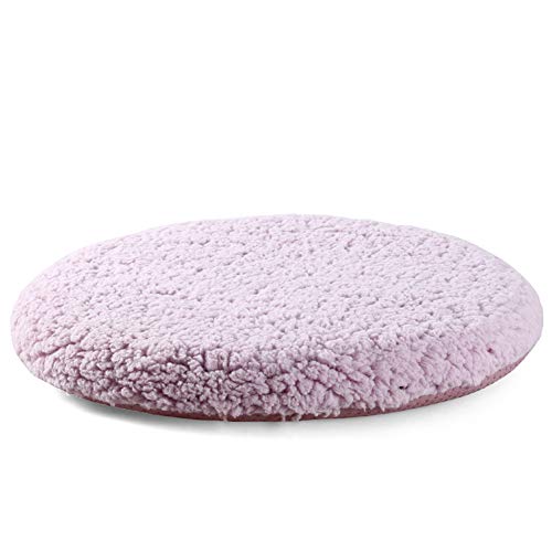 Felpa Espesa Comedor Cojin De Silla,redondo Suave No-slip Cojín De La Silla Color Sólido Simple Desmontable Lavable Cojín Del Asiento Para El Invierno De La Silla De Caña-rosado 50x50cm(20x20inch)