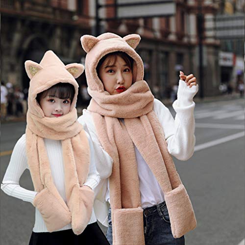 FELZ Mujeres Y NiñAs Invierno Felpa Gruesa Gruesa Linda Caricatura Sombrero Protectores Auditivos Sombrero De Felpa CáLido Gorro de Mujer Gorro de Punto para Invierno