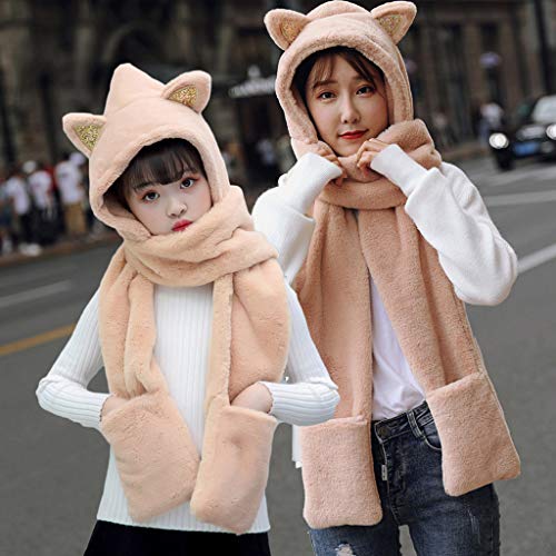 FELZ Mujeres Y NiñAs Invierno Felpa Gruesa Gruesa Linda Caricatura Sombrero Protectores Auditivos Sombrero De Felpa CáLido Gorro de Mujer Gorro de Punto para Invierno