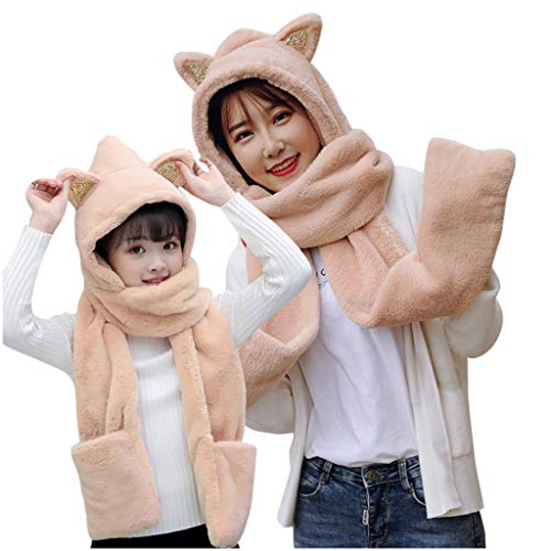 FELZ Mujeres Y NiñAs Invierno Felpa Gruesa Gruesa Linda Caricatura Sombrero Protectores Auditivos Sombrero De Felpa CáLido Gorro de Mujer Gorro de Punto para Invierno