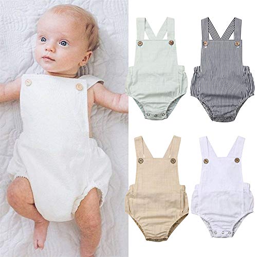 FELZ Ropa Bebe Niño Niña Verano Recién Nacido 0 Meses a 3 Años Mameluco Estampado con Rayas de Color Liso sin Mangas de Verano Traje de Sol Lindo FáCil De Poner Y Quitar Verano Pijamas Original Ropa