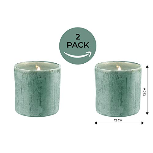 FEM - Velas perfumadas, juego de regalo de 2 unidades, con aceites esenciales antiestrés, 12 x 12 cm, aguamarina, duración 72 h