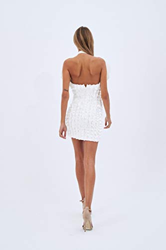 FERNANDO CLARO Vestido Mini Escote Halter y Texturas onduladas