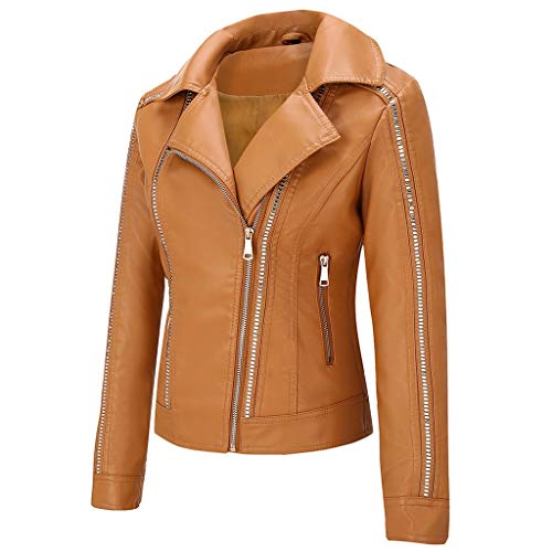 Feytuo Mujer Chaqueta Cuero Sintético Biker Chaqueta Capucha Casual Manga Larga Color sólido Abrigo Corto de Invierno cálido para Mujer Chaqueta de Cuero Parka Cremallera Tops Abrigo Outwear