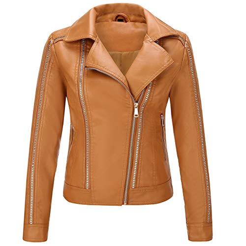 Feytuo Mujer Chaqueta Cuero Sintético Biker Chaqueta Capucha Casual Manga Larga Color sólido Abrigo Corto de Invierno cálido para Mujer Chaqueta de Cuero Parka Cremallera Tops Abrigo Outwear