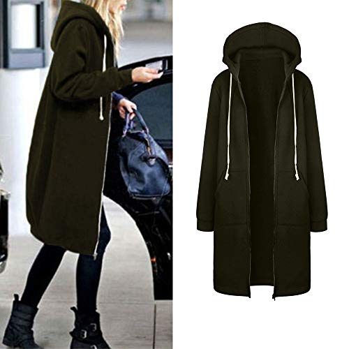 FEYTUO Señoras Otoño Invierno Estilo Ropa Festiva Cremallera Salida De Mujeres Cálida Clubbing Abierto Citas Sudaderas con Capucha Elegantes Sudadera Chaqueta De Abrigo Larga Tops Outwear Sudadera