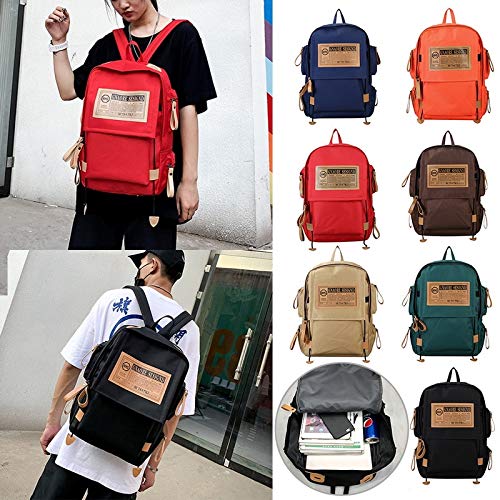 FHFF Bolsa de Estudiante 2019 Mochilas De Lona De Moda Coreana Unisex Hombre De Moda Colegio Británico Bolso De Escuela De Gran Capacidad Estudiante   Caqui