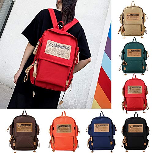 FHFF Bolsa de Estudiante 2019 Mochilas De Lona De Moda Coreana Unisex Hombre De Moda Colegio Británico Bolso De Escuela De Gran Capacidad Estudiante   Caqui