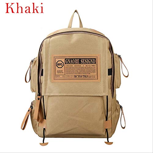 FHFF Bolsa de Estudiante 2019 Mochilas De Lona De Moda Coreana Unisex Hombre De Moda Colegio Británico Bolso De Escuela De Gran Capacidad Estudiante   Caqui