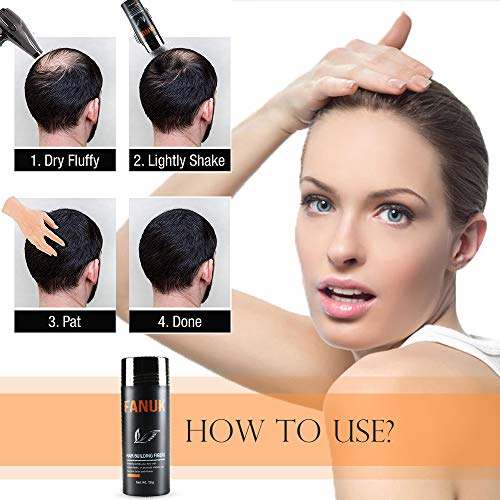 Fibras Capilares Natural Negro 28 Gramos Caída Cabello Disimular Calvicie Con Polvo de Queratina Aumentar el Volumen Hombre Mujer