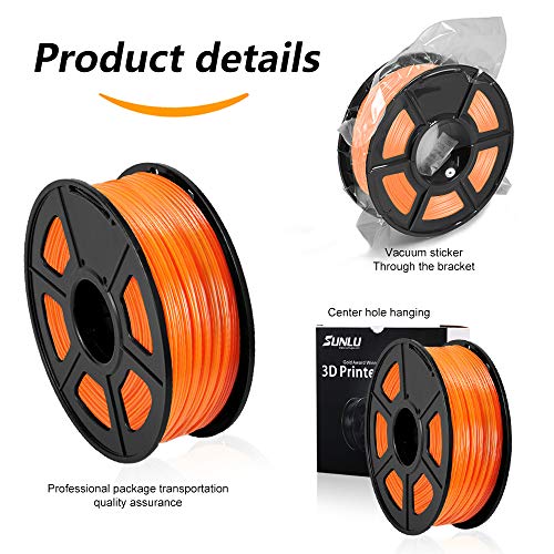 Filamento PETG 3D SUNLU 1.75mm 1KG (2.2lb), Filamento de Impresora PETG 3D, Precisión Dimensional +/- 0.02 mm, 1 kg Carrete, 1.75 mm, PETG Naranja