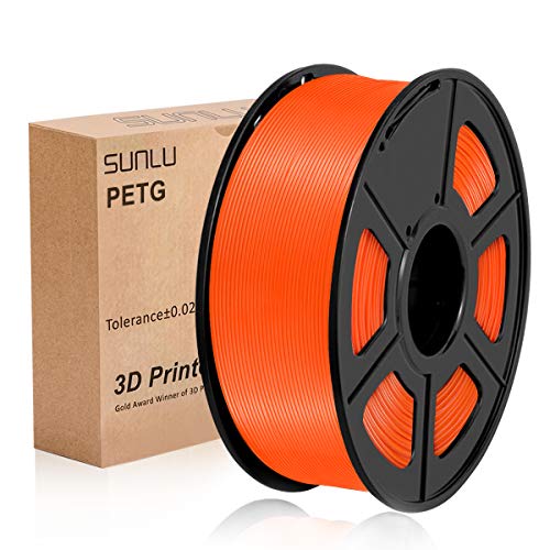 Filamento PETG 3D SUNLU 1.75mm 1KG (2.2lb), Filamento de Impresora PETG 3D, Precisión Dimensional +/- 0.02 mm, 1 kg Carrete, 1.75 mm, PETG Naranja