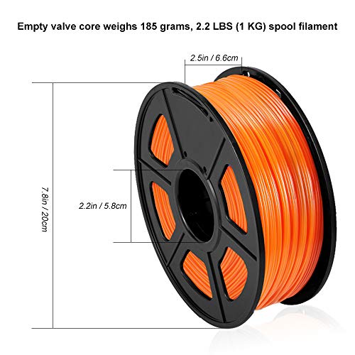 Filamento PETG 3D SUNLU 1.75mm 1KG (2.2lb), Filamento de Impresora PETG 3D, Precisión Dimensional +/- 0.02 mm, 1 kg Carrete, 1.75 mm, PETG Naranja