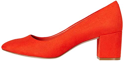 FIND Block Heel Round Toe Zapatos de Tacón, Naranja (Red), 38 EU