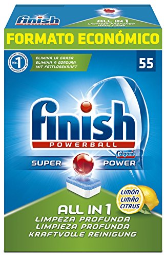 Finish Powerball All in 1 Original - Pastillas para el Lavavajillas todo en 1, Fragancia Limón, Formato 55 Unidades