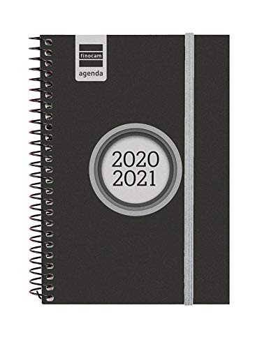 Finocam - Agenda Curso 2020-2021 E8, 120 x 171 Semana Vista Apaisada Espir Label, Negro, Español