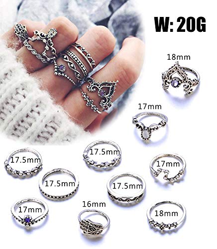 Finrezio 63 Piezas Anillos Nudillos para Mujeres Niñas Juego de Anillos Dedo Midi Vintage Boho