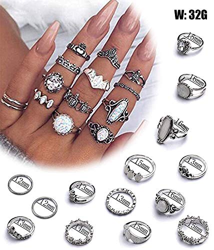Finrezio 63 Piezas Anillos Nudillos para Mujeres Niñas Juego de Anillos Dedo Midi Vintage Boho