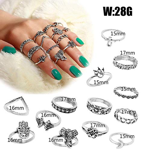 Finrezio 63 Piezas Anillos Nudillos para Mujeres Niñas Juego de Anillos Dedo Midi Vintage Boho