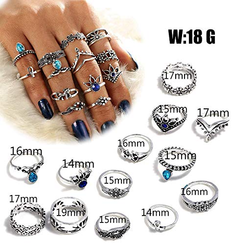 Finrezio 63 Piezas Anillos Nudillos para Mujeres Niñas Juego de Anillos Dedo Midi Vintage Boho