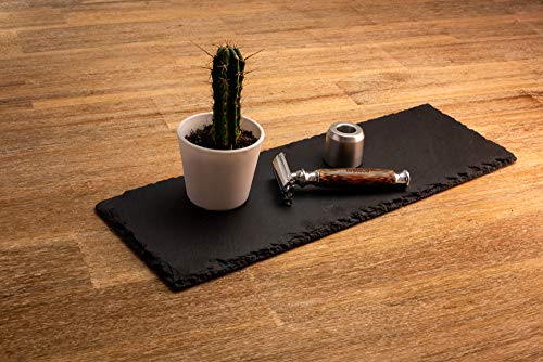 Firsteco® PREMIUM maquinilla afeitar clásica set mariposa + soporte + 20 cuchillas + EBOOK | mango de bambú madera navaja afeitar barbero hecha a mano hombre mujer seguridad peine cerrado