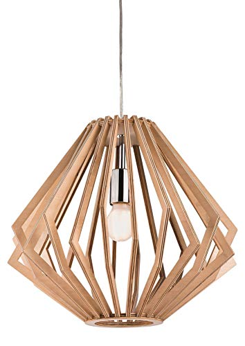 Firstlight Cadiz - 1 lámpara colgante de techo con jaula de madera natural, E27