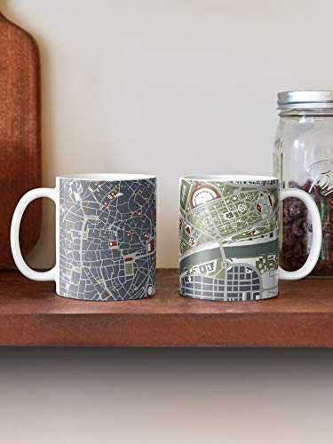 FitinC Luisa Map Andalussia Giralda Guadalquivir Maria Maps Park Seville Spain Best Mug Tiene 11oz de Mano Hechas de cerámica de mármol Blanco