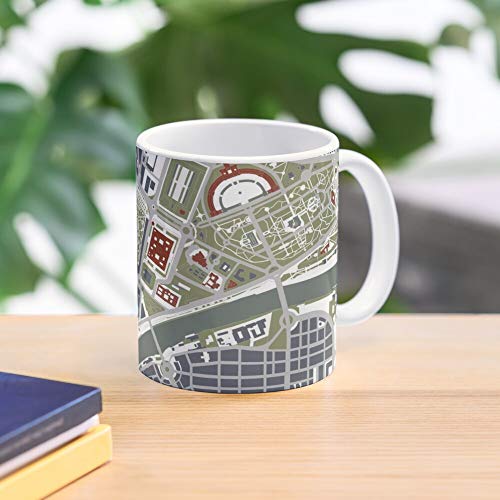 FitinC Luisa Map Andalussia Giralda Guadalquivir Maria Maps Park Seville Spain Best Mug Tiene 11oz de Mano Hechas de cerámica de mármol Blanco