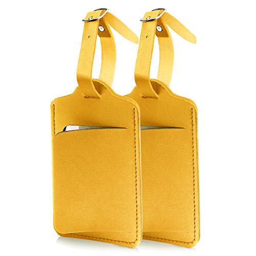 flintronic® Etiquetas de Equipaje, 2 PCS Etiquetas de Equipaje, Etiquetas de Identificación de Maleta, Etiquetas de Maletas de Equipaje, para Evitar la Pérdida de Bolsas y Maletas - Amarillo