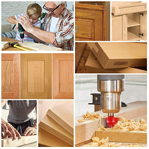 flintronic Fresas Set, 15 PCS Cortadores Madera de Diámetro de Caña Herramienta de Fresado | Kit de Herramientas de Carpintería con Caja de Madera para el Hogar y Bricolaje