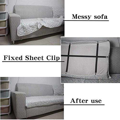 FLSLHS - Clips para sábanas de cama, tirantes, correas de sujeción, apto para todos los colchones cuadrados (4 paquetes/juego)