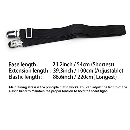FLSLHS - Clips para sábanas de cama, tirantes, correas de sujeción, apto para todos los colchones cuadrados (4 paquetes/juego)