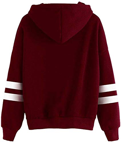 FLYCHEN Sudadera con Capucha para Mujer Anime Fairy Tail Estampado Logo Gráfica Clásico Color Sólido Sudadera Adolescentes Deportiva - Burgundy 4 - S