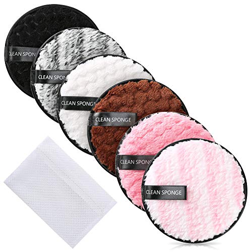 Fnova Discos Desmaquillantes Reutilizables 6 Almohadillas, Maquillaje Remover Paño Desmaquillante,Discos Desmaquillantes de Viaje,Remover Make Up Face Cloth, con Bolsa de Lavado