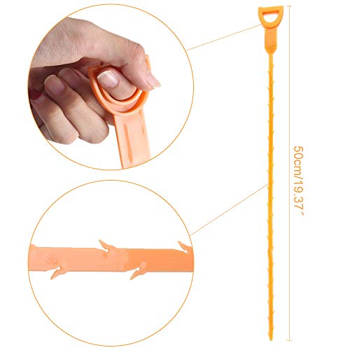 FOGAWA 4 Pcs Desatascador Manual Espiral de Limpieza Serpiente de Drenaje Desatascador Tuberias con Gancho Herramienta con Guantes Pelo Catcher Clog Remover para Cocina Fregadero de Alcantarilla