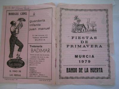 Folleto - Brochure : MURCIA. Fiestas de Primavera. Bando de la Huerta 1979.