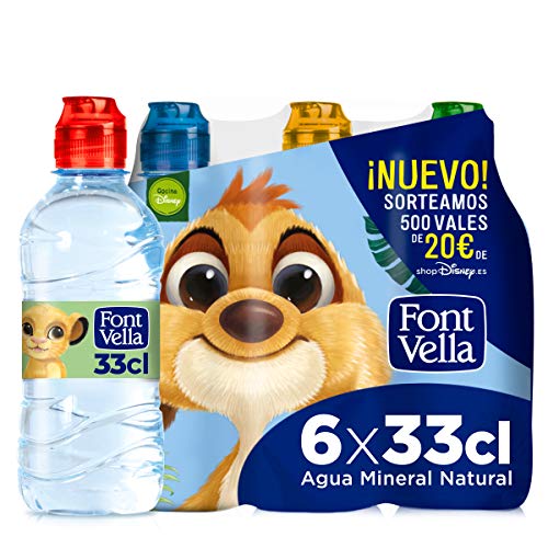 Font Vella, Agua Mineral con tapón infantil - Pack 6 x 33cl