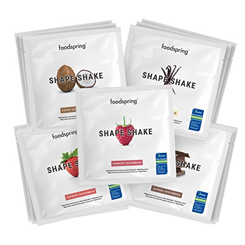 foodspring Muestras de Shape Shake, Mezcla de sabores, 15 x 30g, Batido saciante, 100% proteína de suero de leche en polvo, Enriquecido con L-carnitina (quema grasas)