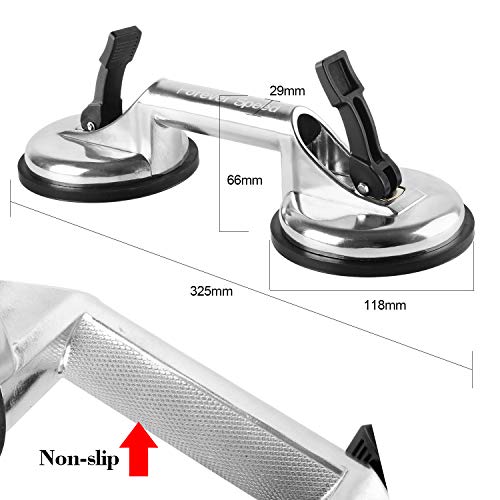 Forever Speed 2x 100 kg Ventosa doble para cristal coche 120 mm Extractor de Paneles